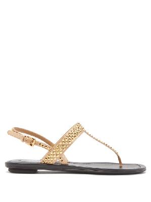 Prada - Crystal-embellished Satin Slingback Sandals - Womens - Gold - 34.5 EU/IT
