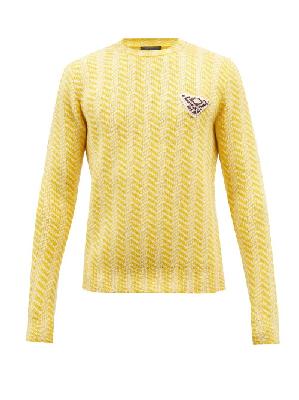 Prada - Oversized Chevron-jacquard Wool Sweater - Mens - Yellow White - 44 EU/IT
