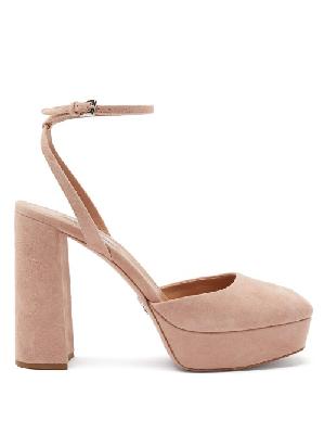Prada - Square-toe Suede Platform Sandals - Womens - Nude - 34.5 EU/IT