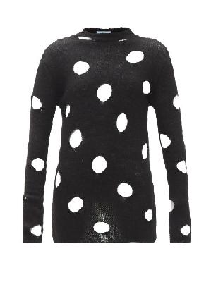 Prada - Distressed Open-weave Wool Sweater - Womens - Black - 36 IT