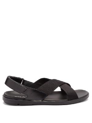 Prada - Logo-jacquard Crossover-strap Sandals - Mens - Black - 6.5 UK