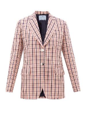 Prada - Single-breasted Checked Wool-twill Jacket - Womens - Red White - 40 IT