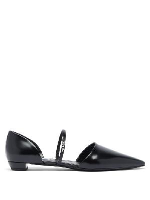 Prada - Point-toe Spazzolato-leather D'orsay Flats - Womens - Black - 36.5 EU/IT