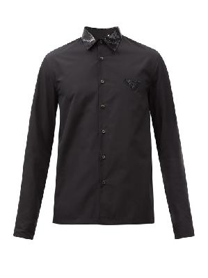 Prada - Sequin-collar Cotton-poplin Shirt - Mens - Black - 39 EU