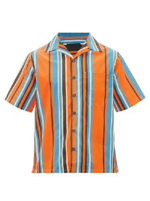 Prada - Striped Cotton-blend Poplin Shirt - Mens - Orange Multi - XS