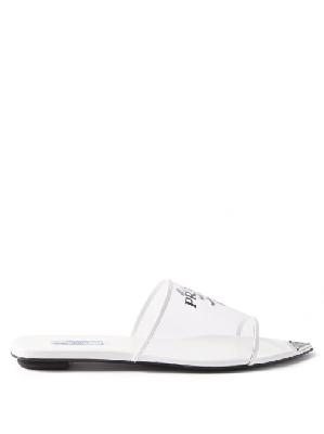 Prada - Logo-print Plexi And Leather Sandals - Womens - White - 34.5 EU/IT
