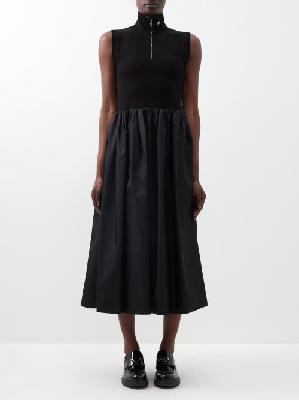 Prada - High Zipped Neck Re-nylon Midi Dress - Womens - Black - 36 IT