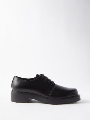 Prada - Square-toe Leather Derby Shoes - Mens - Black - 10 UK