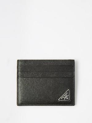 Prada - Triangle Logo-plaque Saffiano-leather Cardholder - Mens - Black - ONE SIZE