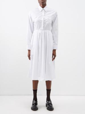 Prada - Triangle Logo-patch Cotton-poplin Midi Dress - Womens - White - 36 IT
