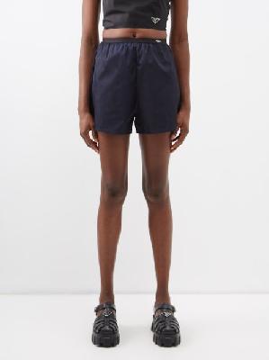 Prada - Logo-print Re-nylon Shorts - Womens - Navy - 42 IT