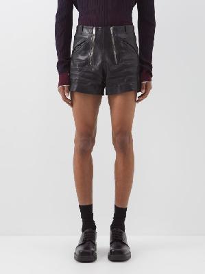 Prada - Double-zip Leather Shorts - Mens - Black - 46 EU/IT