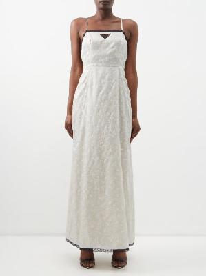 Prada - Flower-lace Mohair-blend Midi Dress - Womens - Silver - 36 IT