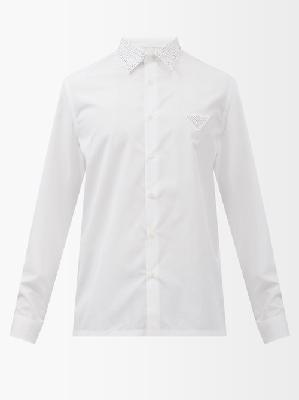 Prada - Crystal-collar Poplin Shirt - Mens - White - 38 EU