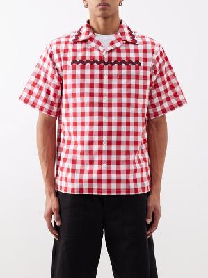 Prada - Ricrac-trim Gingham-cotton Shirt - Mens - Red White - L