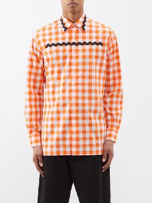 Prada - Vichy Gingham-check Cotton Shirt - Mens - Orange White - 41 EU