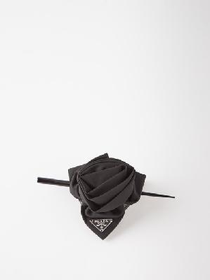 Prada - Rose-embellished Re-nylon Hairclip - Womens - Black - ONE SIZE
