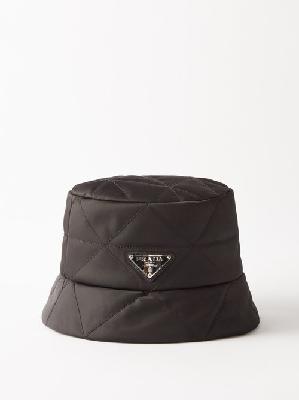 Prada - Logo-plaque Quilted Recycled-nylon Bucket Hat - Mens - Black - S
