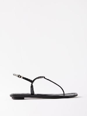 Prada - Toe-post Leather Sandals - Womens - Black - 36 EU/IT