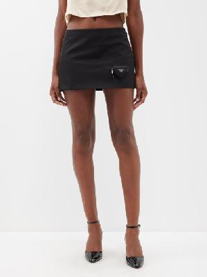 Prada - Pouch-embellished Re-nylon Mini Skirt - Womens - Black - 42 IT