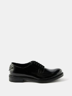 Prada - Heel-logo Leather Derby Shoes - Mens - Black - 11 UK