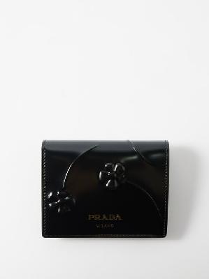 Prada - Flower-embossed Leather Cardholder - Womens - Black - ONE SIZE