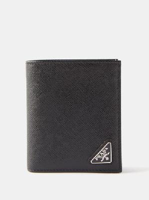 Prada - Logo-plaque Saffiano-leather Bi-fold Wallet - Mens - Black - ONE SIZE