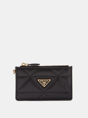Prada - Triangle Logo-plaque Quilted-leather Cardholder - Womens - Black - ONE SIZE