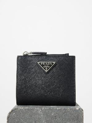 Prada - Logo-plaque Saffiano-leather Bi-fold Card Holder - Mens - Black - ONE SIZE