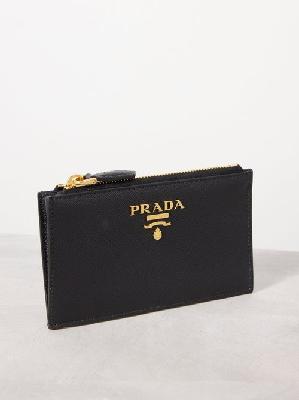 Prada - Logo-plaque Saffiano-leather Wallet - Womens - Black - ONE SIZE
