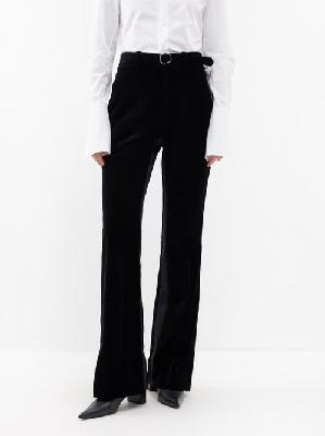 Proenza Schouler - Flared-leg Cotton-blend Velvet Trousers - Womens - Black - 0 US