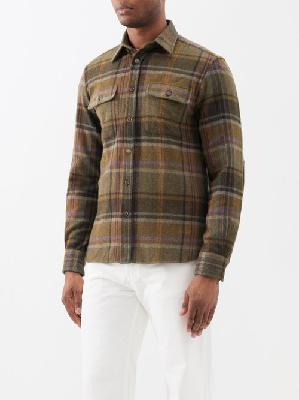 Ralph Lauren Purple Label - Bradley Checked Wool-blend Shirt - Mens - Khaki - L