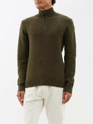 Ralph Lauren Purple Label - Quarter-zip High-neck Cashmere Sweater - Mens - Khaki - S