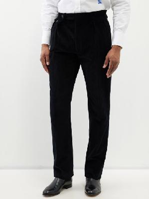 Ralph Lauren Purple Label - Gregory Pleated Cotton-corduroy Suit Trousers - Mens - Black - 30 UK/US