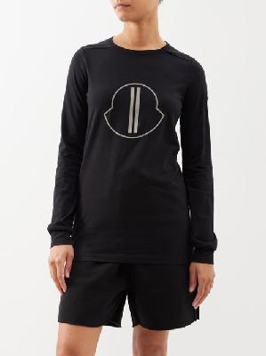 Moncler + Rick Owens - Logo-print Cotton Long-sleeved T-shirt - Womens - Black - M