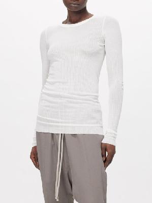 Rick Owens - Ribbed-jersey Long-sleeved T-shirt - Womens - White - 40 IT