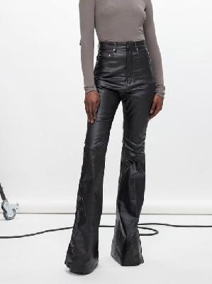 Rick Owens - Bolan Coated-cotton Bootcut Trousers - Womens - Black - 27