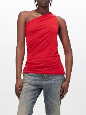 Rick Owens - Athena One-shoulder Jersey Tank Top - Womens - Red - 40 IT