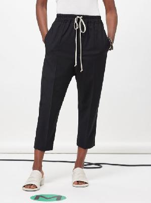Rick Owens - Astaires Drawstring Wool Cropped Trousers - Womens - Black - 42 IT