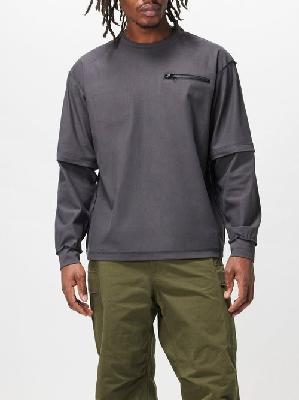 Sacai - Layered Cotton-jersey T-shirt - Mens - Grey - 1