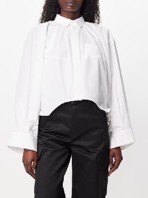 Sacai - Puffed-sleeve Twill Cropped Shirt - Womens - Off White - 1