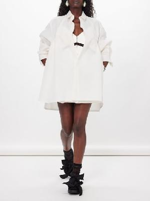 Sacai - Layered Silk-blend Mini Shirt Dress - Womens - Off White - 2