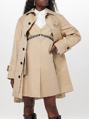 Sacai - Oversized Cotton-gabardine Trench Jacket - Womens - Beige - 1