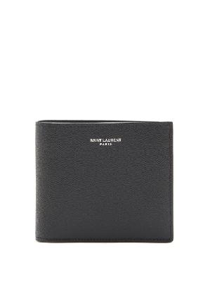 Saint Laurent - Logo-print Grained-leather Bi-fold Wallet - Mens - Black