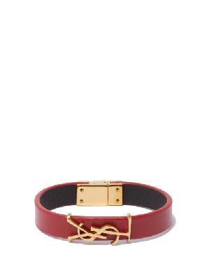 Saint Laurent - Ysl Leather Bracelet - Womens - Red