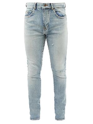 Saint Laurent - Distressed Slim-leg Jeans - Mens - Blue - 28 UK/US