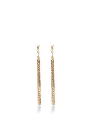Saint Laurent - Loulou Ysl-logo Chain Tassel Drop Earrings - Womens - Gold - ONE SIZE