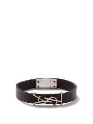 Saint Laurent - Ysl Leather Bracelet - Womens - Silver