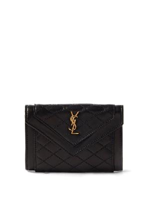 Saint Laurent - Gaby Ysl-plaque Quilted-leather Coin Purse - Womens - Black - ONE SIZE