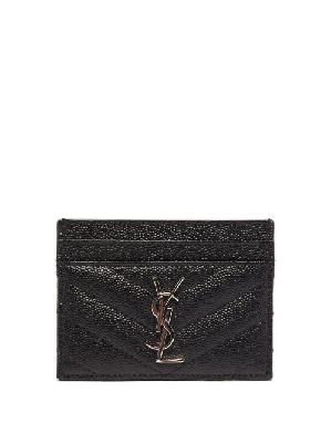 Saint Laurent - Ysl-plaque Quilted-leather Cardholder - Womens - Black